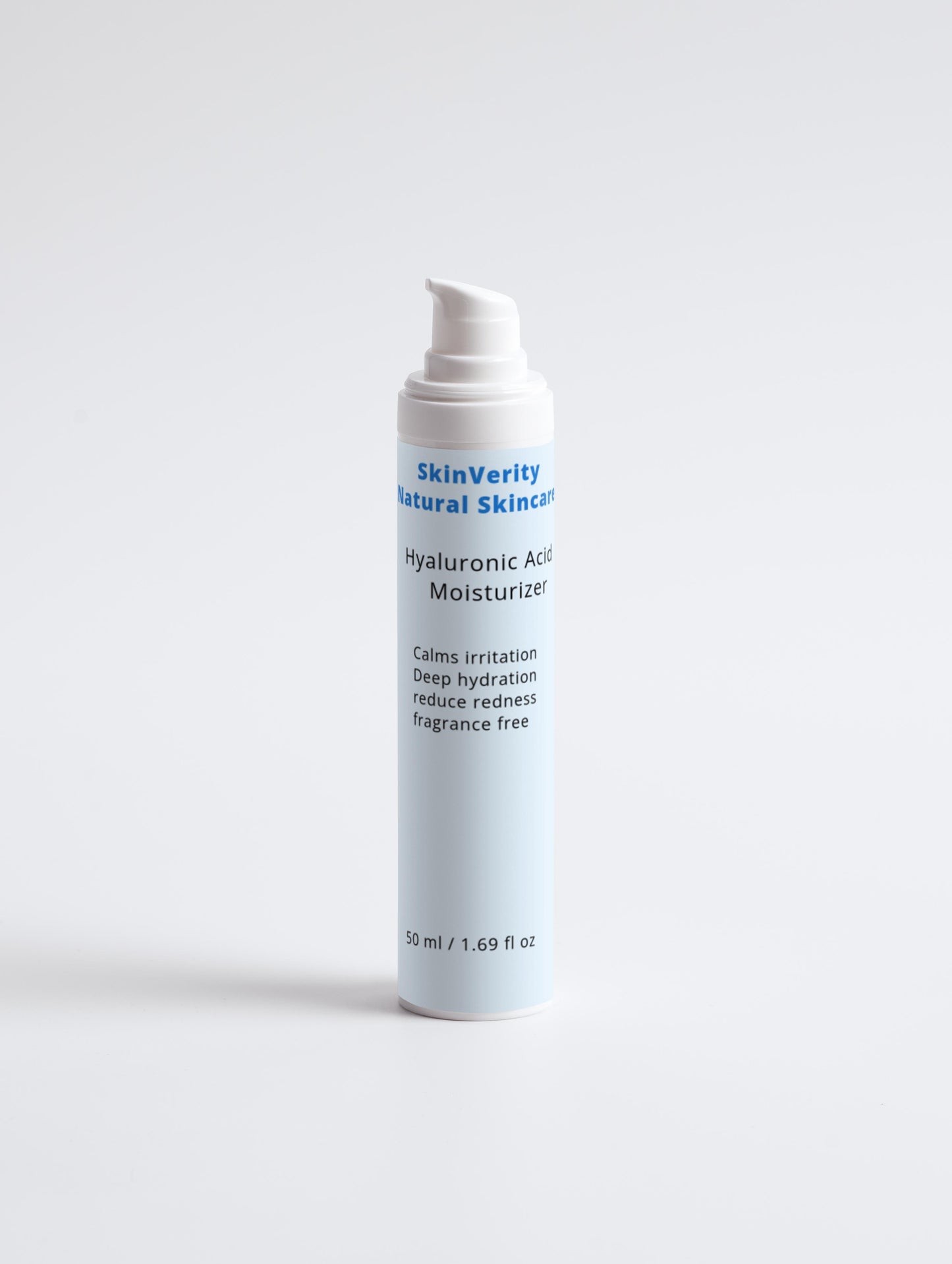 SkinVerity Hyaluronic Acid Moisturizer in sleek packaging, formulated for deep hydration and plumper, healthier-looking skin