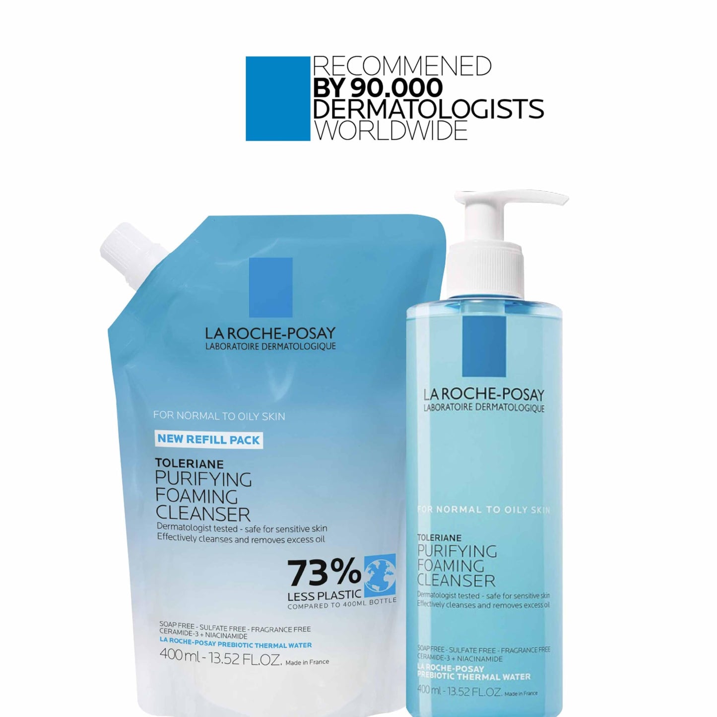 La Roche-Posay Toleriane Purifying Foaming Facial Cleanser, Oil Free Face Wash for Oily Skin and for Sensitive Skin with Niacinamide, Pore Cleanser Won’t Dry Out Skin, Unscented