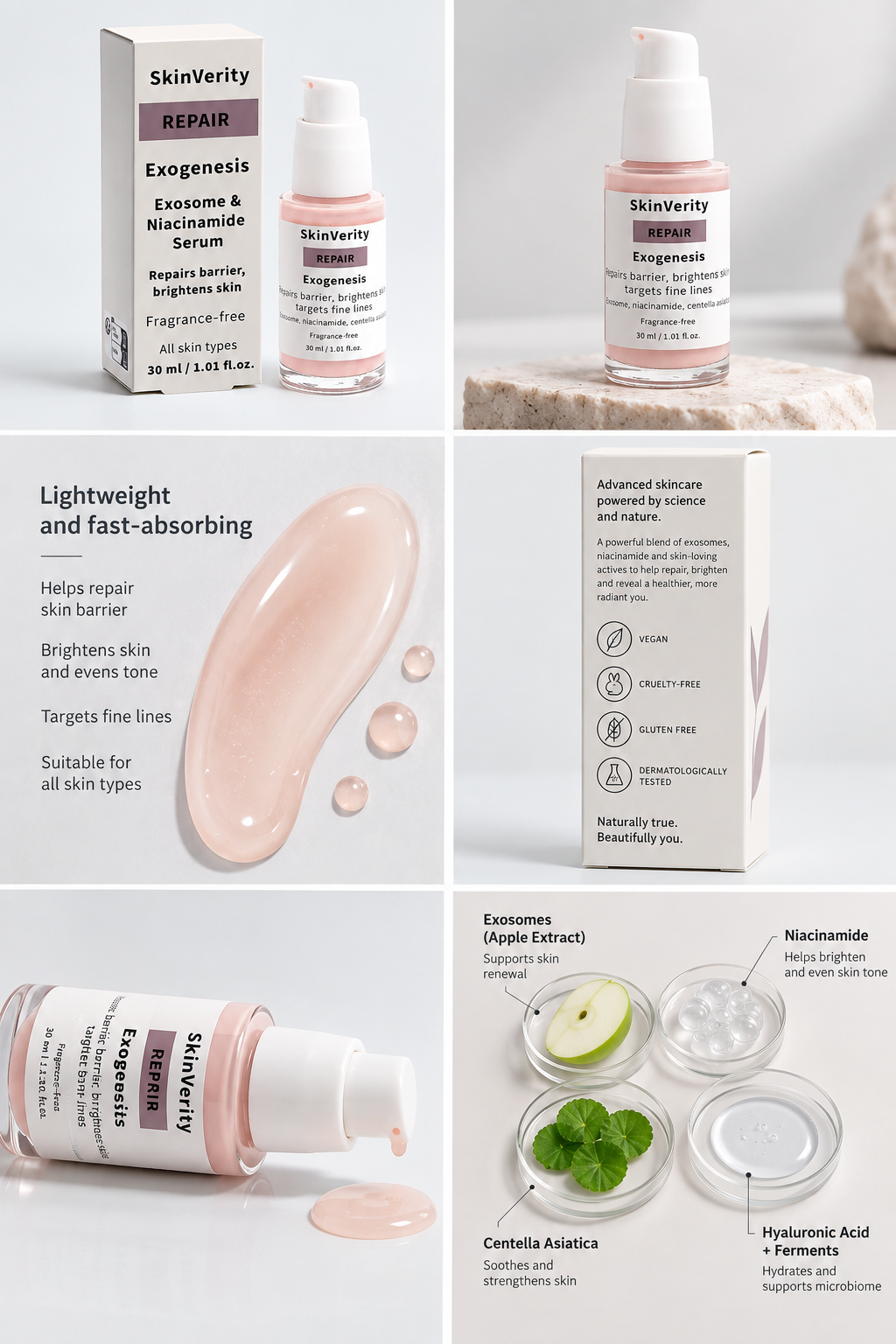 Exosome & Niacinamide Serum Repair Barrier Brighten Skin| SkinVerity
