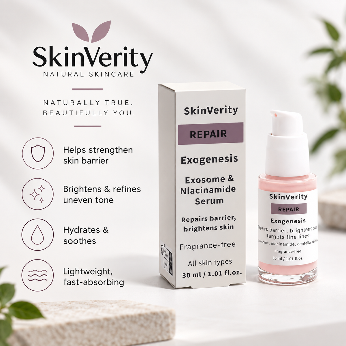 Exosome & Niacinamide Serum Repair Barrier Brighten Skin| SkinVerity
